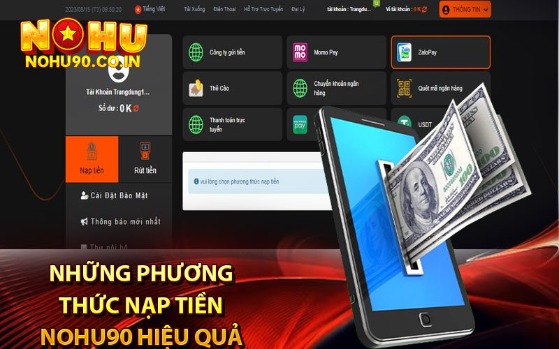 Những phương thức nạp tiền Nohu90 đa dạng hiệu quả